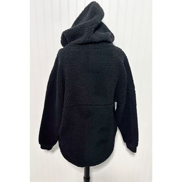 Victoria’s Secret Pink Women's Half Zip Pullover Sherpa Hoodie Black Size Medium - Picture 10 of 12